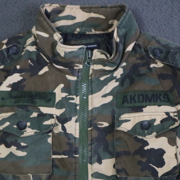 Vintage Akademiks Military Vest Mens L Green Camo AKDMKS Graphic Cotton Blend - Picture 3 of 10